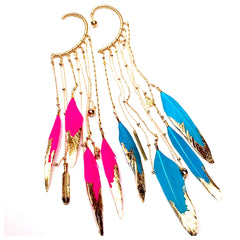 Gilded Color Feather Ear Hooks